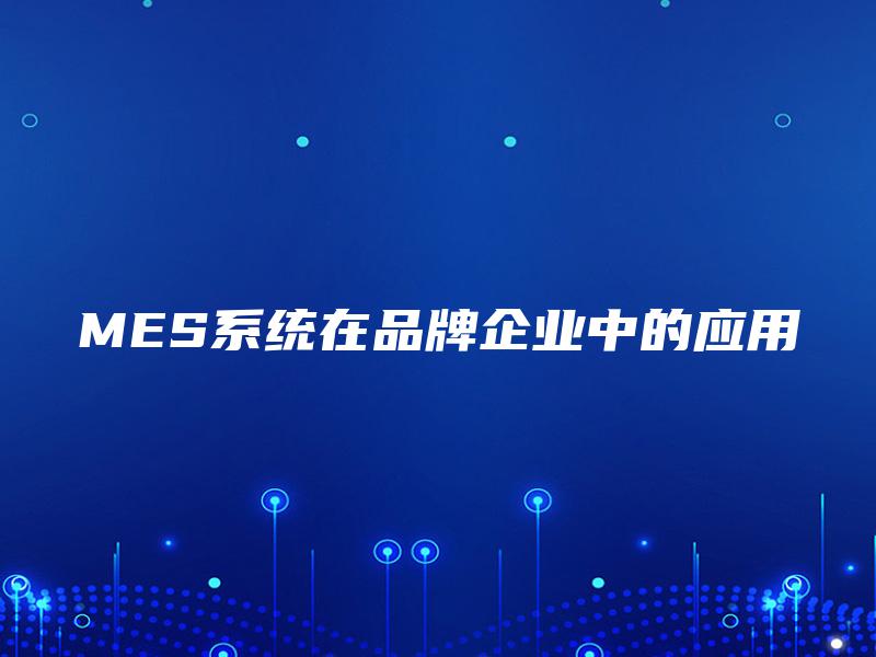 MES系统在品牌企业中的应用