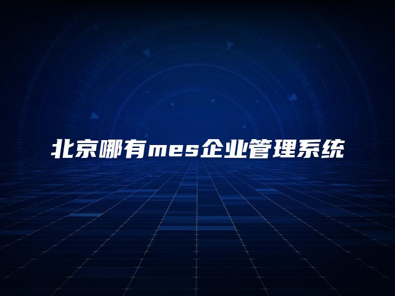 北京哪有mes企业管理系统