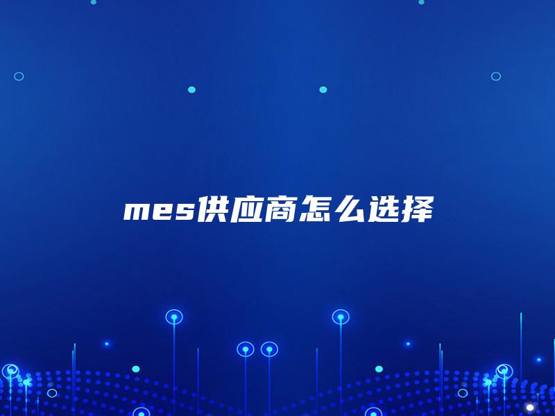 mes供应商怎么选择
